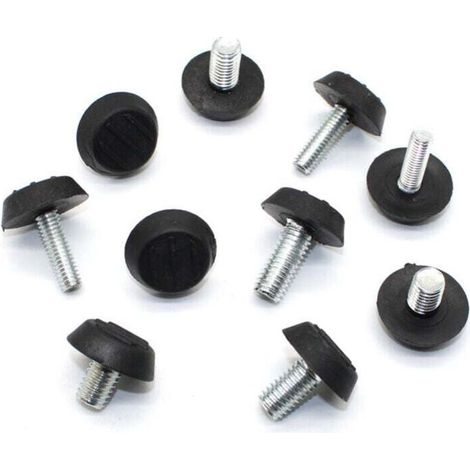 Lot de 10 pieds de meuble réglables M6 x 22 mm Filetage de table Vis sur pieds de nivellement Douille de 21 mm