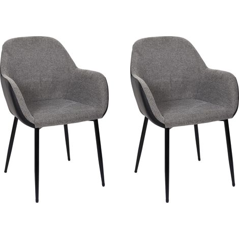 Lot de 2 Fauteuils - HOME DECO FACTORY - Memphis - Confortables - Gris et Noir (1/5)