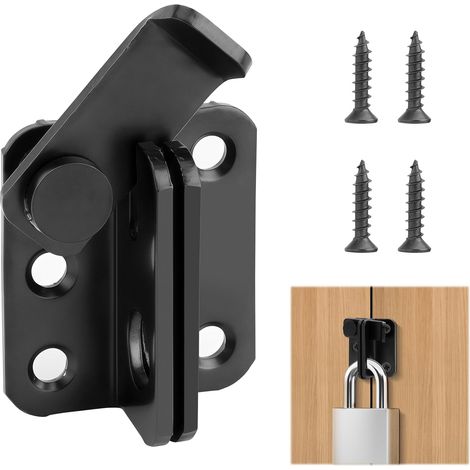 Verrou Porte Loquet de Porte en Acier Inoxydable Serrure de Porte avec Trou de Serrure Vis pour Porte Clôture Fenêtre Noir (61x50mm) (1/5)