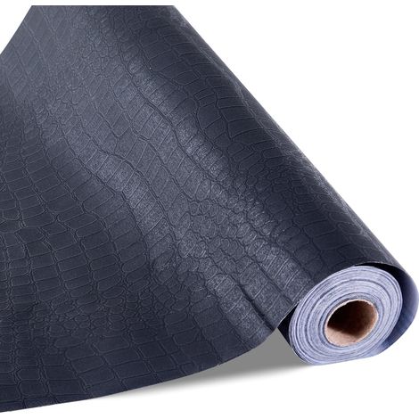 Papier Peint Adhésif Mural, 40 cm x 10 m, Rouleau Papier Peint Autocollant Vinyle, Motif Texture Craquelée Noire, Imperméable, pour Revêtement Mural, Chambres, Cuisines, Salles de Bain, Bureaux (1/5)