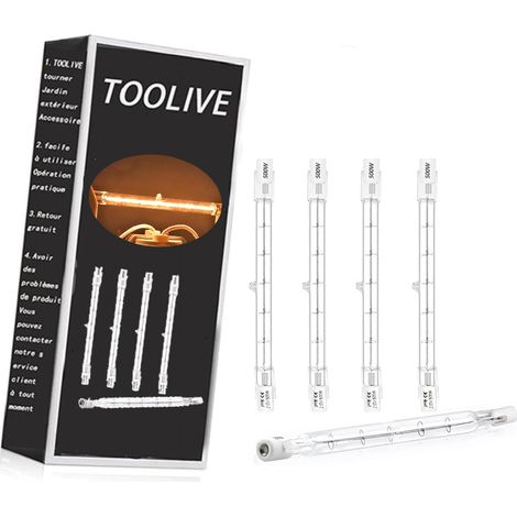500 W R7s Halogenlampe, 118 mm, dimmbar, Warmweiß 2800 K, J118, lineares Halogen-Flutlicht, AC 220–240 V, 11000 lm, 360° Abstrahlwinkel für Landschaftsbeleuchtung, Sicherheit (5 Stück) (1/5)