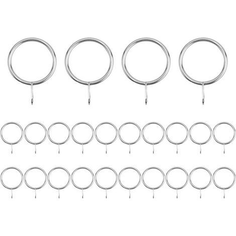 Lot de 24 Anneaux de Rideaux en MéTal, œIllets de 30 Mm de DiamèTre Interne pour Tringles à Rideaux, Tringles et Draperies, Argent (1/5)