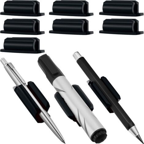 PA 6er-Pack schwarze Stiftklammern, elastischer selbstklebender Stiftring aus Silikon, selbstklebender Stifthalter, Multifunktionsclip, Stylus-Zubehör (1/4)