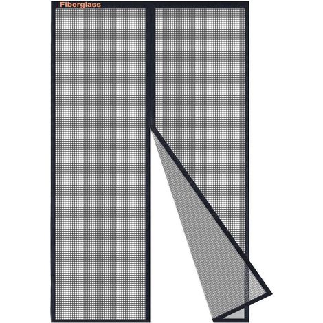 Fliegengitter Tür 95x210cm Schwarz, Magnet Insektenschutz Fiberglas ohne Bohren (1/5)