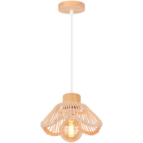 royaluxe- Plafonnier Moderne Lampe De Plafond En Osier Lampe À Suspension Rétro Lustre Intérieur Lampe À Suspension en Rotin Tressé (1/5)