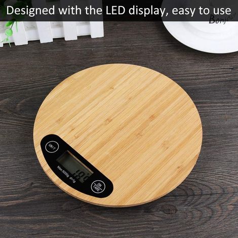Kitchen scale, 20 cm max., 5 kg, digital bamboo scale - (1/4)