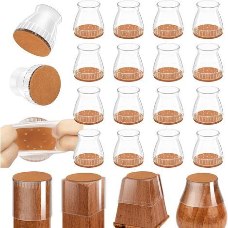 Protège-pieds de chaise, Lot de 24 tampons en silicone pour meubles sur sols durs, patins feutrés anti-rayures pour meubles, couvre-pieds de chaise anti-bruit, adaptables aux pieds de table et chaise (1/5)