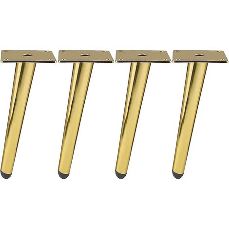 Pieds de meubles inclinés en métal doré de 15 cm, lot de 4 - pour canapés, tables, armoires (1/5)