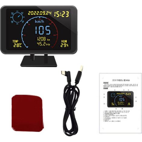 Compteur de vitesse GPS numérique, odomètre, écran LCD de 4,7 pouces HUD avec alarme de survitesse pour tous les véhicules 5-24V (1/5)