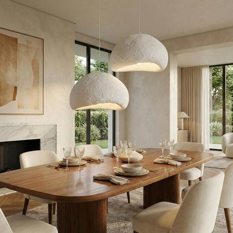 Suspension de table blanche design 2 abat-jour 94 cm NOXIS (1/5)