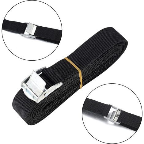 Sangles d'arrimage à cliquet 5 m x 20 mm – Lot de 4 pièces – Boucles en métal pour fixation moto/voiture/remorque – Résistantes à l'usure - Bagag-5 (1/3)