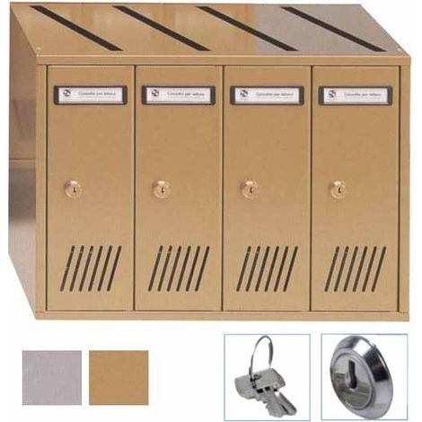 Silmec SC7V Casellario Postale Verticale 4 Posti in Alluminio Anodizzato con Serratura a Cilindro 2 Chiavi colore Bronzo
