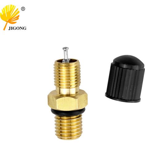Valve en cuivre M81 pour vélos, voitures, motos et pneus. Cette valve en cuivre est dotée d'un obus de valve américain intégré. (1/5)