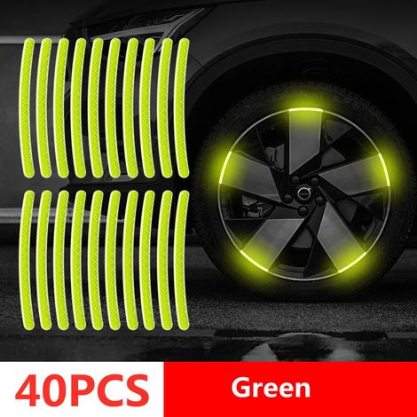 (40 pneus verts) Bandes réfléchissantes pour moyeux de roue, poignées de porte, autocollants de sécurité, ruban de signalisation arrière, accessoire extérieur pour automobile (1/4)