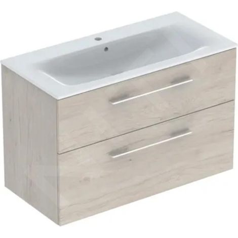 Geberit Selnova Square - Meuble-vasque 635x988x480 mm, avec vasque, 2 tiroirs, noyer clair hickory 501.247.00.1 (1/3)