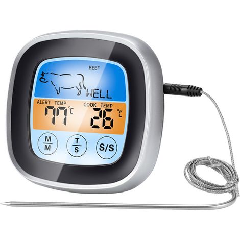 Filiyano – support magnétique – Thermomètre à viande numérique, thermomètre de barbecue avec 5 niveaux de cuisson, écran tactile LED, minuterie (1/5)