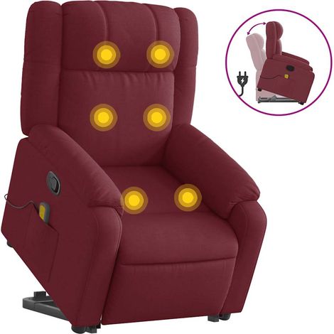 Maison Exclusive - Massagesessel mit Aufstehhilfe Weinrot Stoff