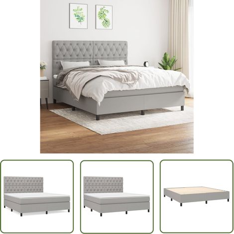 The Living Store Boxspringbett mit Matratze Hellgrau 160x200 cm Stoff - Boxspringbett - Doppelbett - Schlafraumgestaltung - Bettenausstattung - Lattenrost (1/5)