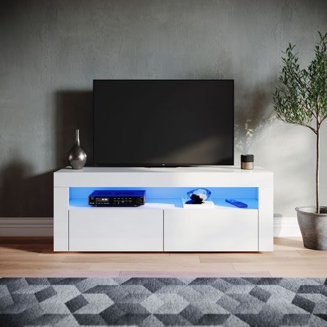 TV Board 120x40x45cm Lowboard Unterschrank mit LED Beleuchtung Weiß Hochglanz TV Schrank (1/5)