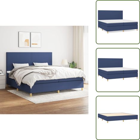 Boxspringbett mit Matratze Blau 200x200 cm Stoff - Boxspringbett - Doppelbett - Blau - Bettsofa - Schlafsystem (1/5)
