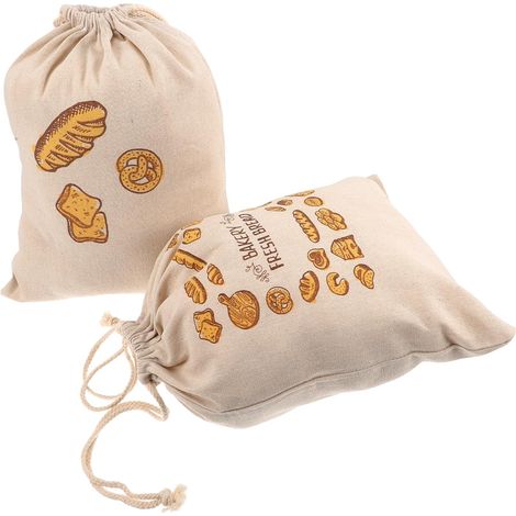 Lot de 2 sacs à pain réutilisables en lin avec cordon de