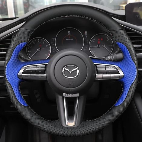(6-)Housse de volant sur mesure, parfaitement adaptée aux Mazda 3 Axela 2019-2021, CX-30 et MX-30 2020-2021. Accessoires intérieurs auto. (1/5)