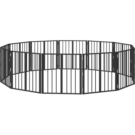 Dog Gate 12 pcs Black 60 x 60 cm Galvanised Steel vidaXL