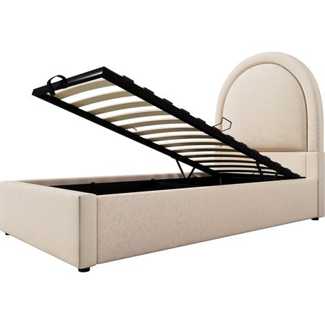 Cama infantil acolchada 90 x 200 cm beige con motivo cósmico en PU (1/5)