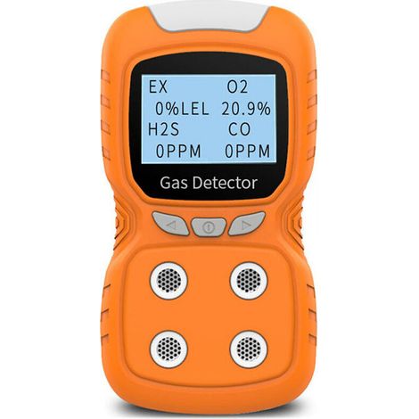 Analyseur de testeur de compteur de moniteur à 4 gaz Détecteur de gaz portable Moniteur de CO Détecteur de gaz toxique numérique écran LCD rechargeable Son lumineux Alarme de vibration Testeur de qual