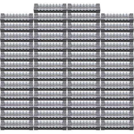 Lot de 50 connecteurs à bornes doubles TB‑1508L, 15A 600V, 8 sections, barrette de câblage fixe pour connexion filaire (1/5)