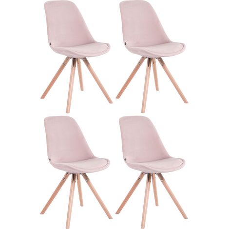 Set de 4 sillas de comedor Toulouse Rund en terciopelo Rosado Natural