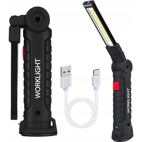 Autowerkstatt-Taschenlampe mit LED-USB-Anschluss, faltbar, magnetisch und 360° drehbar (1/5)