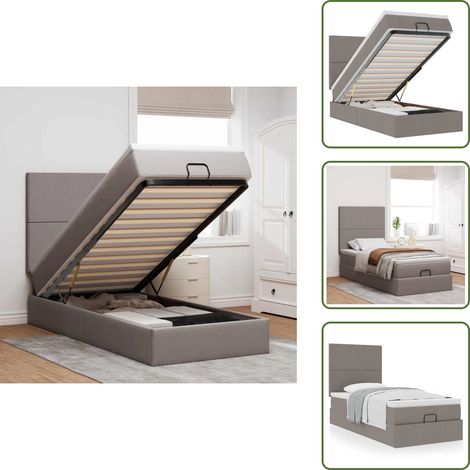 vidaXL Ottoman-Bett mit Matratze Taupe 100x200 cm Stoff (1/5)