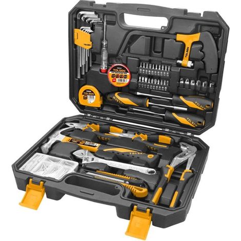 Coffret multi-outils 119 pièces – Pince universelle 160 mm – Marteau 8 oz – 70 jeux de clous – Ruban à mesurer 3 m – Tolsen (1/2)