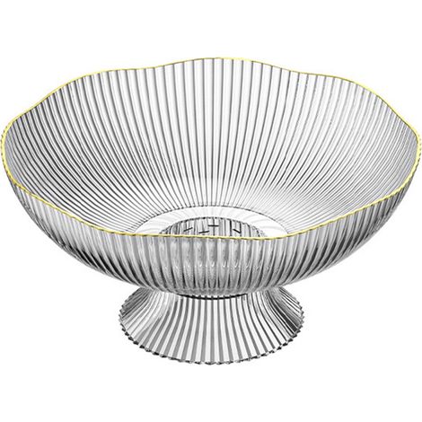 Coupelle à fruits en plastique transparent avec pied et trou d'égouttage, base amovible, plateau de service pour salon, table basse, fruits, bonbons et snacks (1/5)