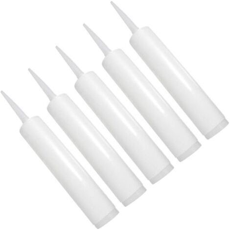 Tubos de sellador de plástico vacíos y recargables de 5 piezas para reparaciones domésticas, herramientas de construcción versátiles. (1/4)