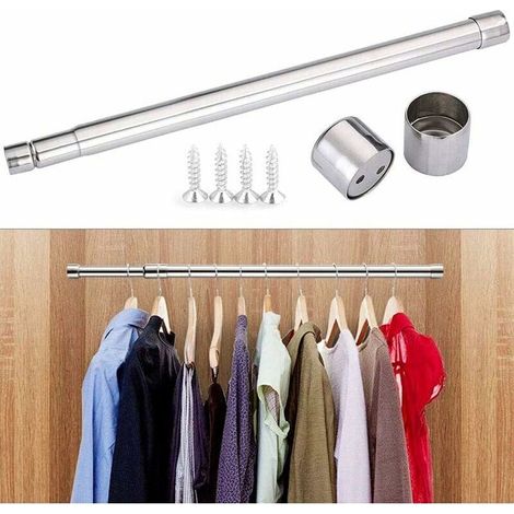 Tringle à vêtements rétractable 57-100cm, tringle de placard extensible, tringle de penderie, tube de penderie télescopique en acier inoxydable, tringle de niche, tringle télescopique pour penderie, p (1/5)