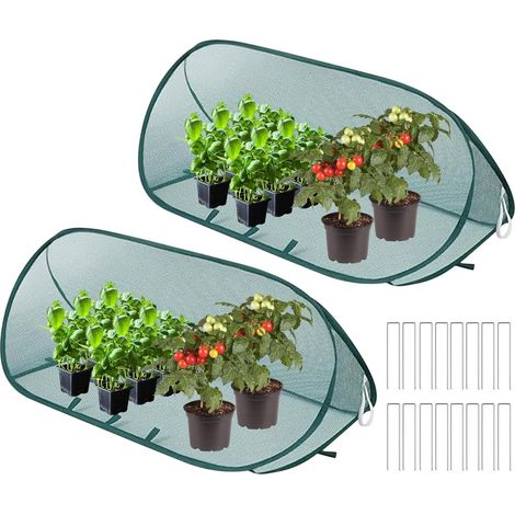Protection pour plantes pliable - 2 pièces - Serre pliable pour plantes - avec 16 piquets de fixation au sol - Protection contre les oiseaux et les insectes - Idéale pour le jardin, le balcon et la se (1/5)