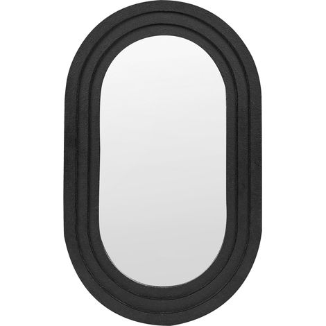 Miroir Mural Décoratif Moderne 43 x 69 cm Métal Noir Massilly
