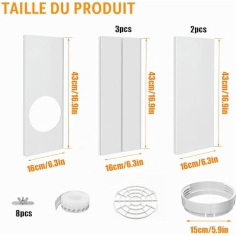 Kit de Glissière de Fenêtre Climatiseur Portable,230cm-6 Panneaux (1/4)