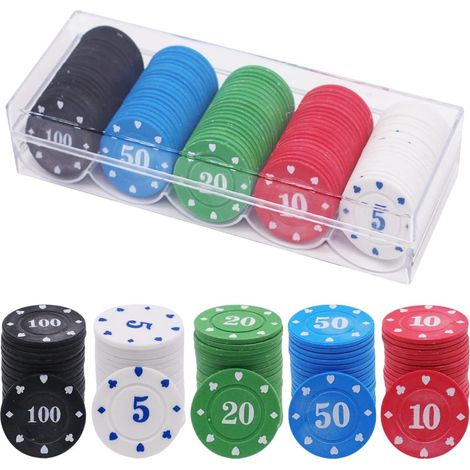 4x0,2cm-Casino-Jetons, 100er-Packung Acryl-Pokerchips mit Box (1/4)
