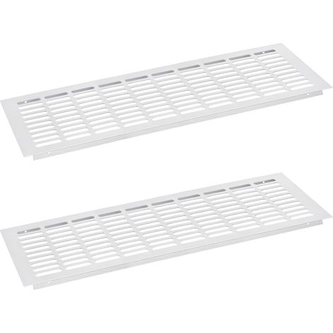 Grille de Couverture de Bouches d'Aération, 2 Pièces 500 x 150 mm en Alliage d'Aluminium, Grille de Ventilation Rectangulaire à Persiennes (Argent) (1/5)