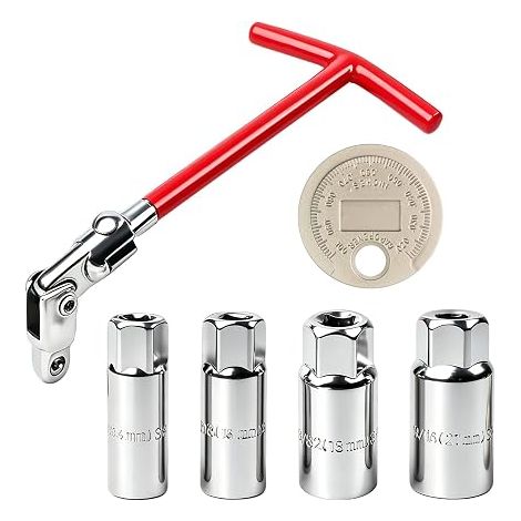 Clés à Bougie Douilles 14/16/18/21mm Poignée T Rouge (1/5)
