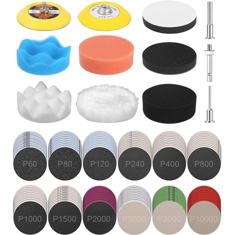 133 Pièces Kit Renovateur Phare Voiture, Papier poncer Phare Voiture 75mm (1/4)