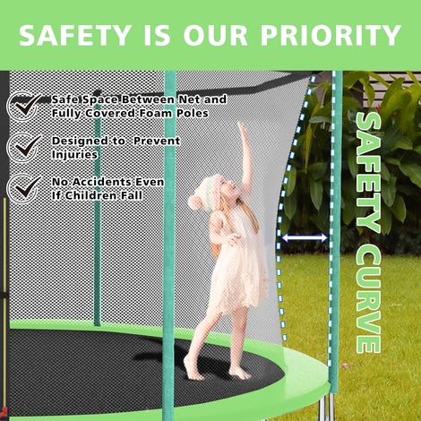 Trampoline 2,4 m (8 pi) pour jardin, filet protecteur intégré, échelle incluse, charge max 181 kg, couleur verte, équipement de plein air (1/5)