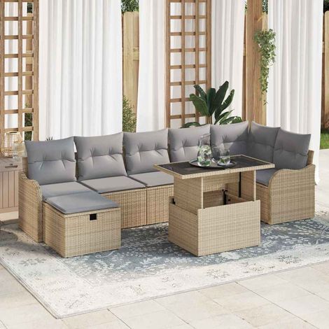 Set Divano da Giardino 8 pz Beige Poly Rattan vidaXL (1/5)