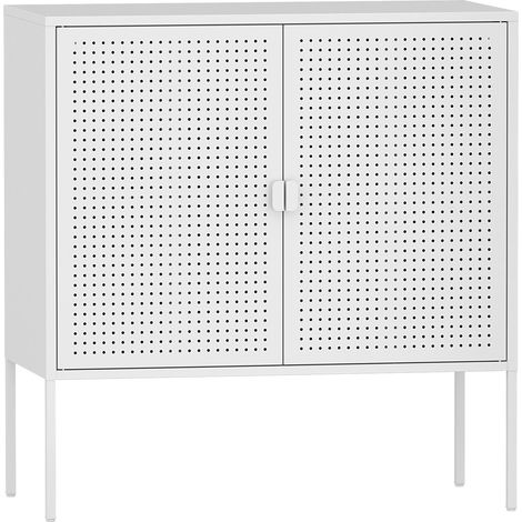 Aparador cómoda mueble de almacenaje para salón recibidor dormitorio acero 83 x 80 x 40 cm blanco 030009021