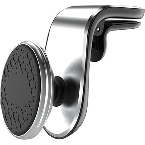 Support Telephone Voiture Magnetique,Support Voiture Auto Universel Rotation 360° Aimant Telephone Voiture et Un Bouton de Libération pour Smartphones et GPS 4.7-6.7 Pouces, Argent (1/5)
