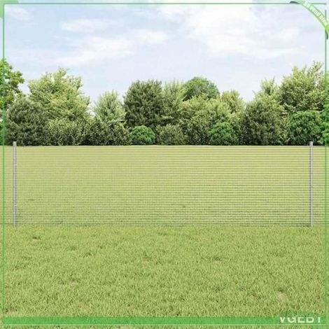 Clôture acier argent 60 cm x 10 m - kit avec 5 poteaux, finition anti-corrosion (1/5)