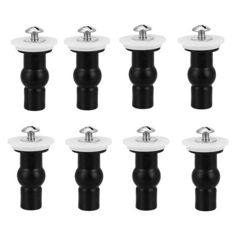 royaluxe-Ensemble de 8 Fixations en Caoutchouc Noir pour Abattant WC avec Charnières - Pièces de Rechange pour Couvercle et Siège de Toilette - Vis de Fixation et Boulons à Expansion Inclus